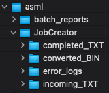 screenshot of ASML JobCreator FTP Folders