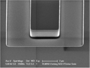 SEM of FL-ICP 50W SiO2 etch with Ru Hard Mask