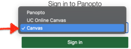 screenshot of Canvas dropdown