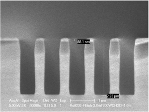 SEM of FL-ICP 200W SiO2 Etch with Ru Hardmask - Ning Cao