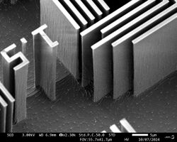 Tilted SEM of 40um deep etch