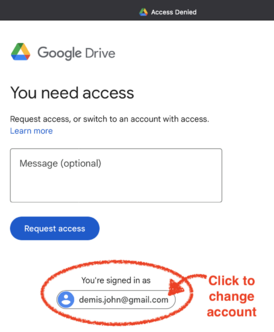 screenshot of google "request access" page